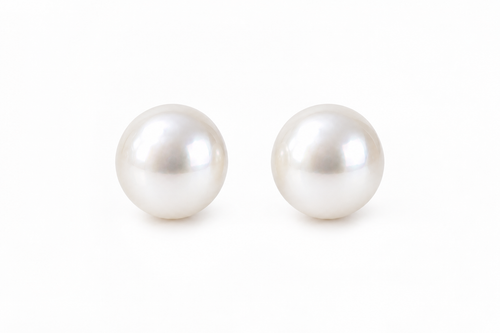 Classic Round Pearl Studs Silver Luster